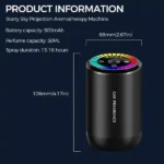 Car Aroma Diffuser Freshener 3 Levels Adjustable Pickup Light Starry Sky Projector - Image 3